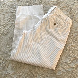 Gap capri pants, white with tan pinstripes. Size 6.